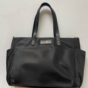 White Elm Black Nylon Tote Bag – Work, Laptop, Diaper, Travel Carryall